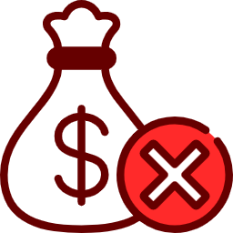 Saco de dinheiro com X — perda de orçamentos